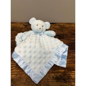 Pro Goleem Blue Teddy‎ Bear Minky Dot with Satin Trim & Underlay Lovey